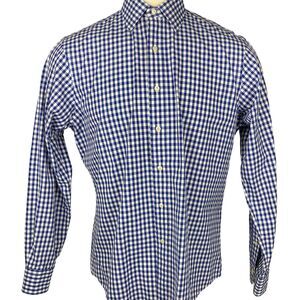 Polo Ralph Lauren Curham Men 16.5 Blue Gingham Custom Fit Button Shirt